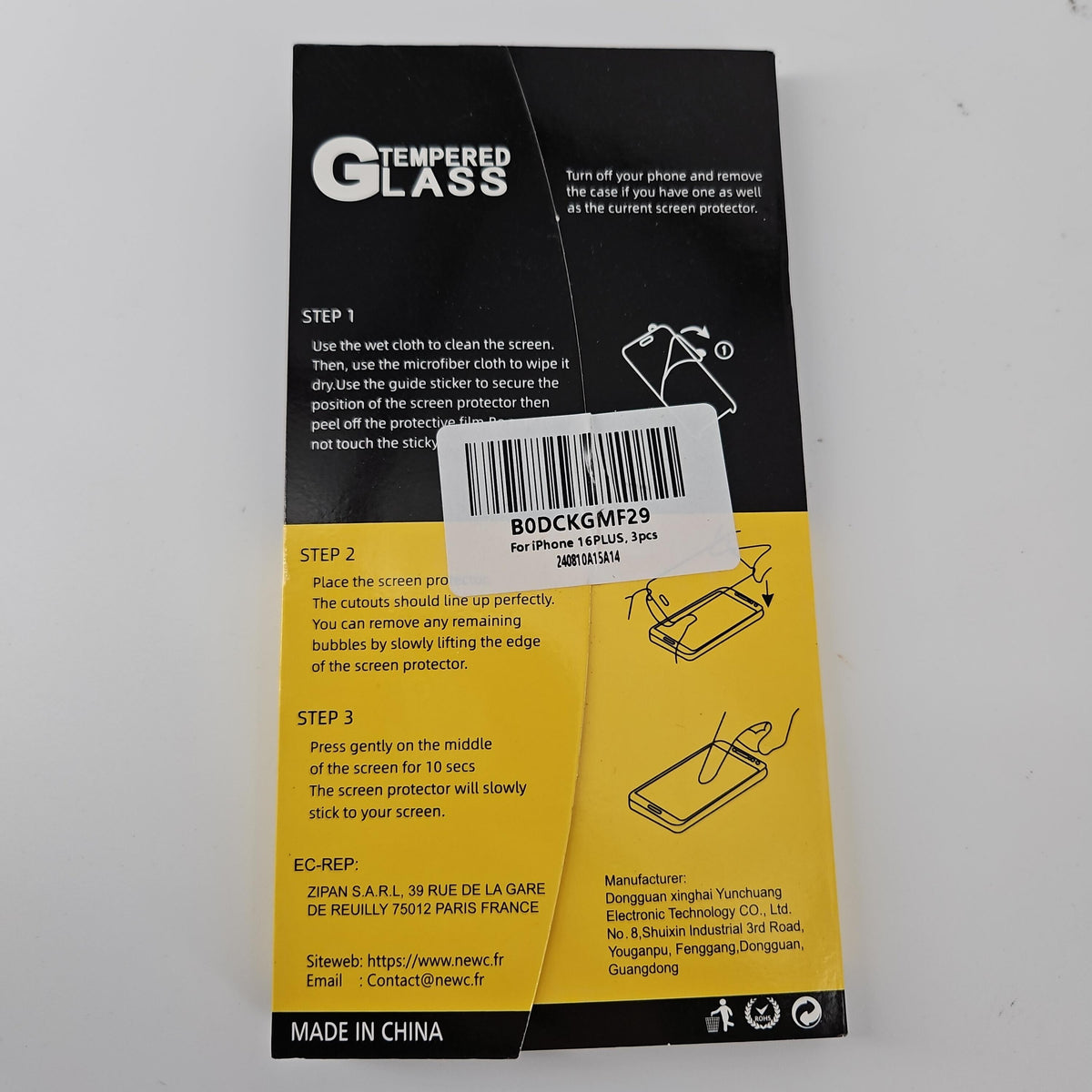 NEW'C Tempered Glass Screen Protector for iPhone 16 Plus, 3-Pack