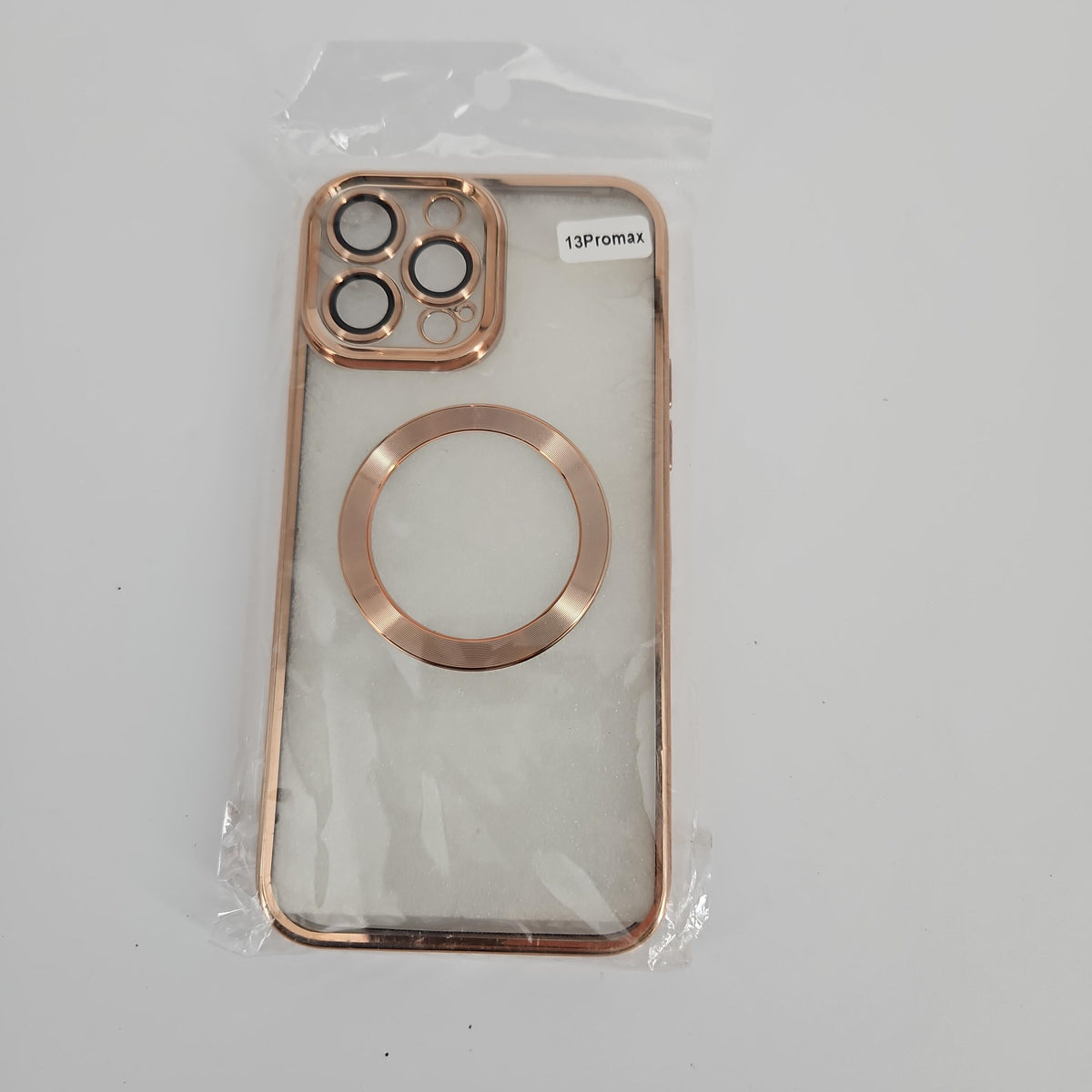 Magnetic Clear Case for iPhone 13 Pro Max, 6.7-Inch, Gold