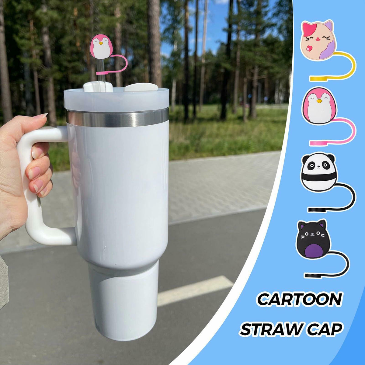 10-Piece Cartoon Straw Covers for 9–10 mm Straws