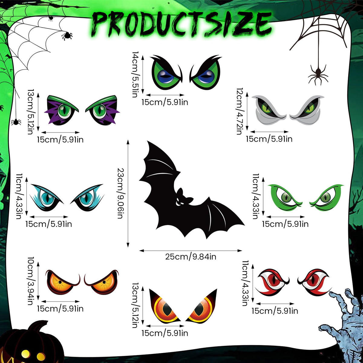 Halloween Monster Eye and Bat Decorative Decal Stickers
