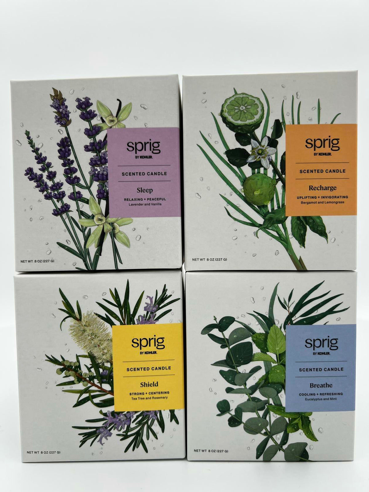 Sprig by Kohler Aromatherapy Candle - 4 Pack (Shield, Breathe, Recharge, Sleep)