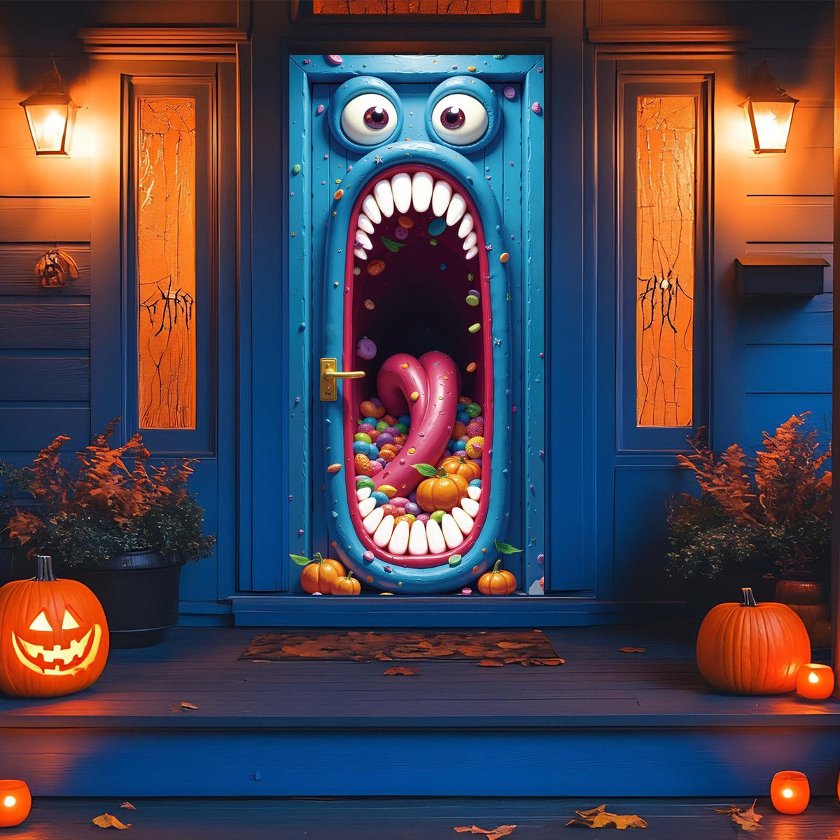 Halloween Monster Door Curtain, 72.8 x 35.4 in