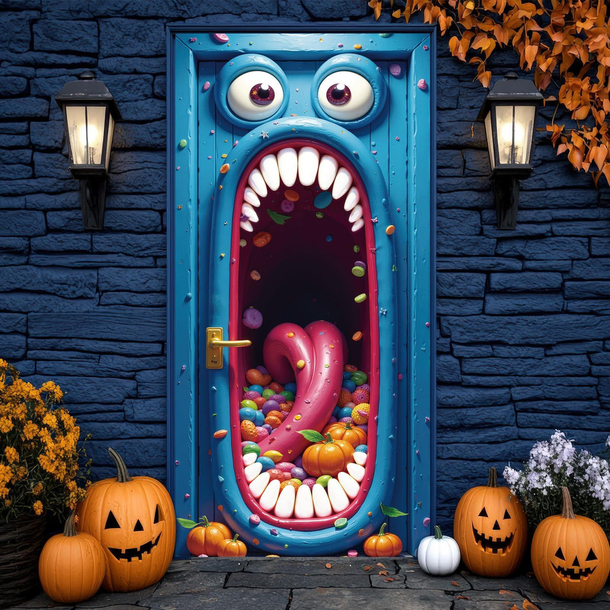 Halloween Monster Door Curtain, 72.8 x 35.4 in